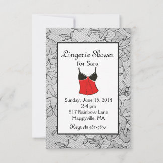 Black Lacy Red Lingerie Bridal Shower Invitations