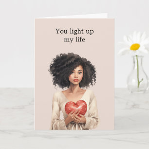Black Lady Heart Light Bulb Light Up My Life   Card