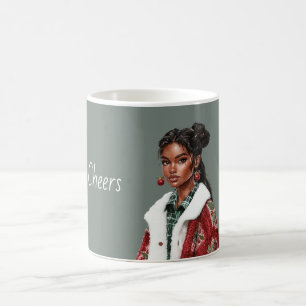 Black Lady Pomegranate Earrings Coffee Mug