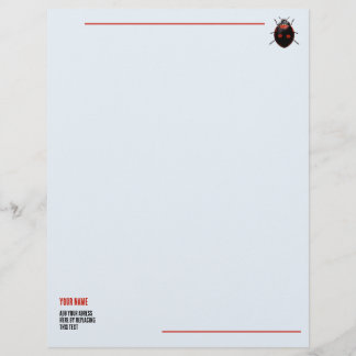 Black Ladybug Custom Name and Address Letterhead