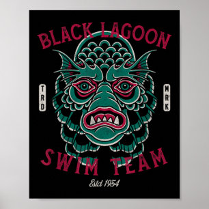 Black Lagoon Swim Team - Vintage Traditional Tatto Poster