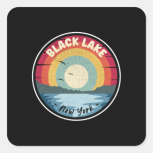 Black Lake New York Colourful Scene Square Sticker