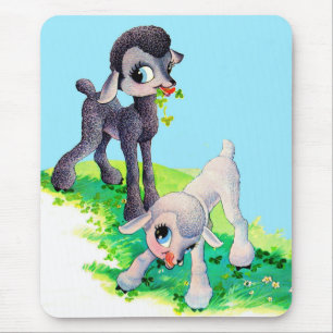 black lamb white lamb mouse mat