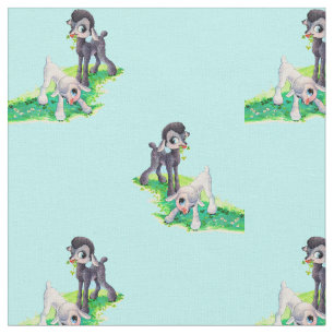 black lamb white lamb print fabric