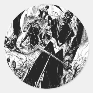 Black Lantern Corps Panel - Black and White Classic Round Sticker