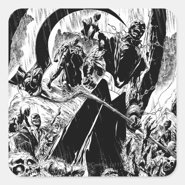 Black Lantern Corps Panel - Black and White Square Sticker (Front)