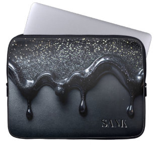 Black laptop bag with sequins  sank