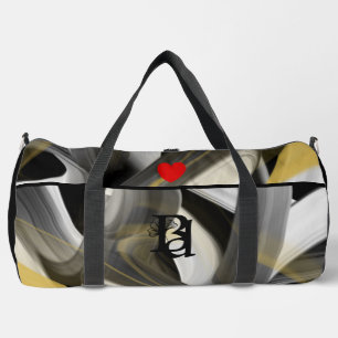Black Large Duffel Bag Trend Abstract White Gold
