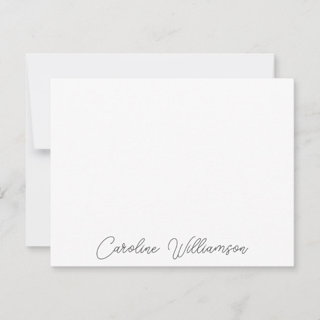 Black Large Handwriting Personalised Stationery Card (Front)