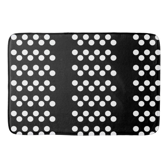 Black: Large white Polka Dot Pattern Bath Mat (Front)