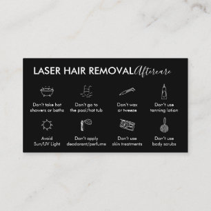 Black Laser Hair Removal Aftercare Instruction Business Card