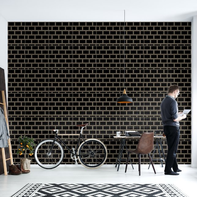 Black Lattice Geo  Wallpaper (Living Room)