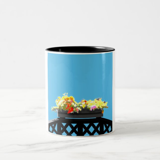 Black Lattice Two-Tone Coffee Mug (Center)
