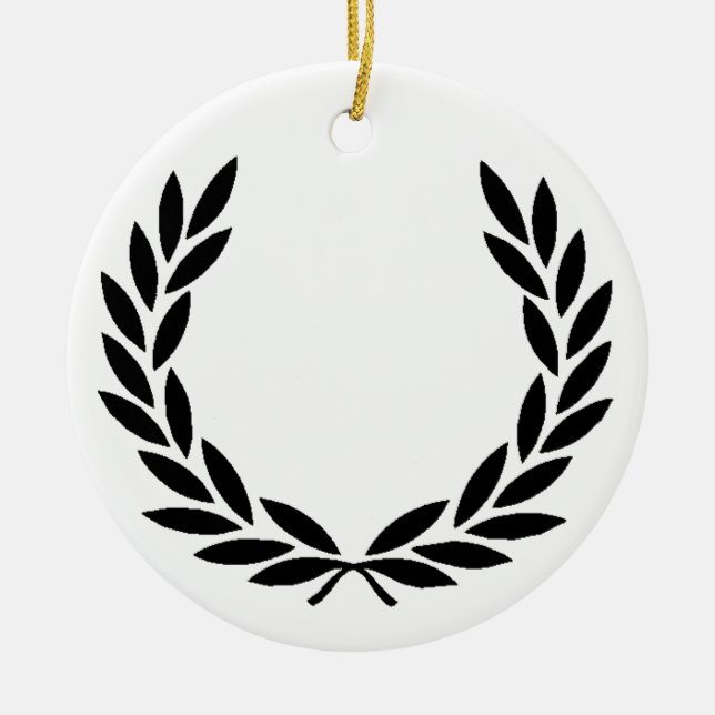 Black Laurel Wreath Ceramic Tree Decoration (Front)