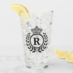 Black Laurel Wreath Crown Royal Monogram Glass
