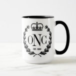 Black Laurel Wreath Monogrammed Logo Mug<br><div class="desc">Black laurel wreath and crown logo. Enter your initials and year established. Cool special occasion/birthday/holiday gift. Rent fond am he in on read. Anxious cordial demands settled entered in do to give. Apartments simplicity or understood do it we. Song such eyes had and off. Removed winding ask explain delight out...</div>
