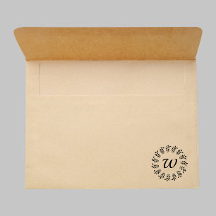 Black laurel wreath monogrammed self-inking stamp