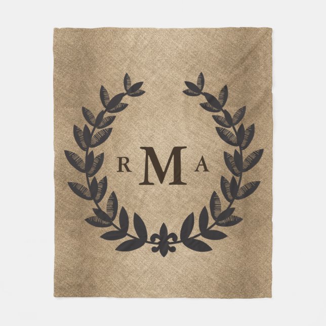 Black Laurels Brown Weave - Personalised Fleece Blanket (Front)