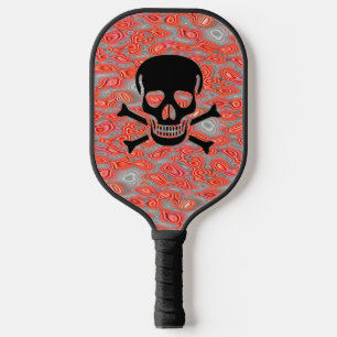 Black Lava Skull pickleball paddle