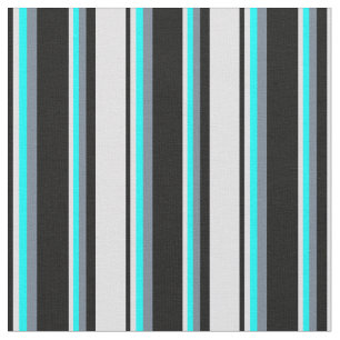 Black, Lavender, Cyan & Slate Grey Lined Pattern Fabric
