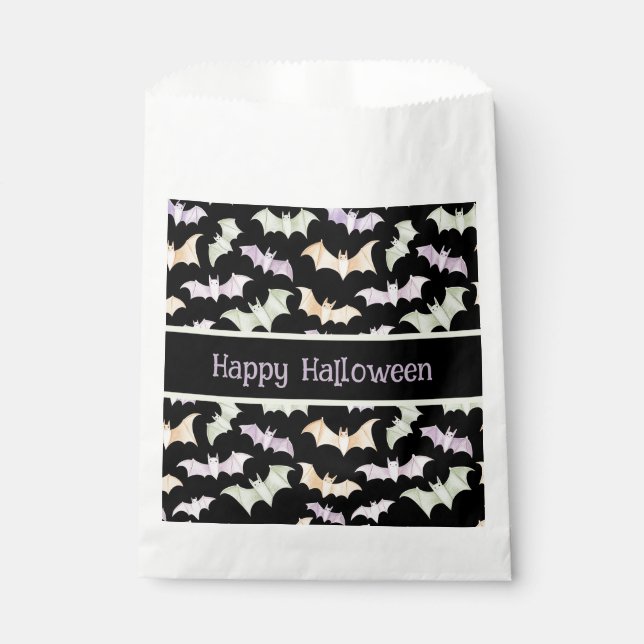 Black Lavender Mint Bats Halloween Favour Bags (Front)