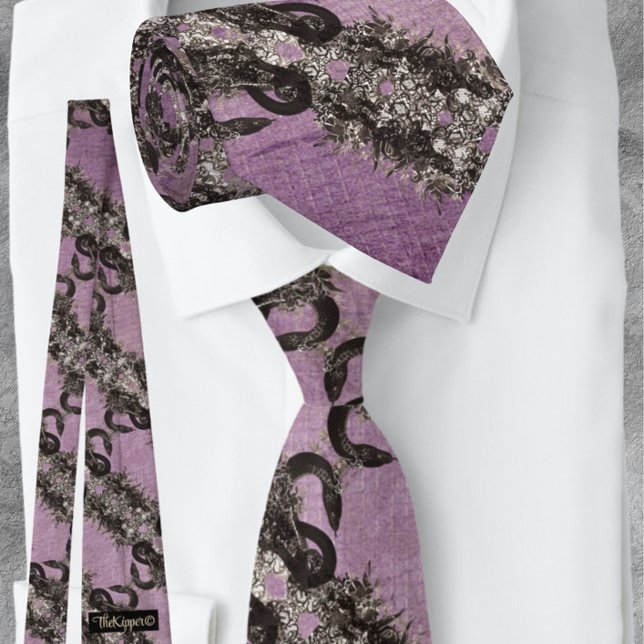 Black Lavender Snake Lace Design Tie (Creator Uploaded)