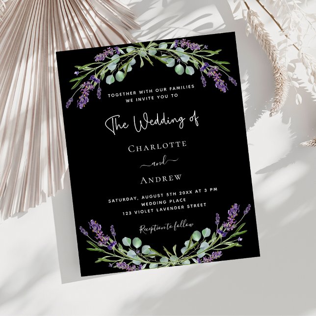 Black lavender violet budget wedding invitation (Creator Uploaded)