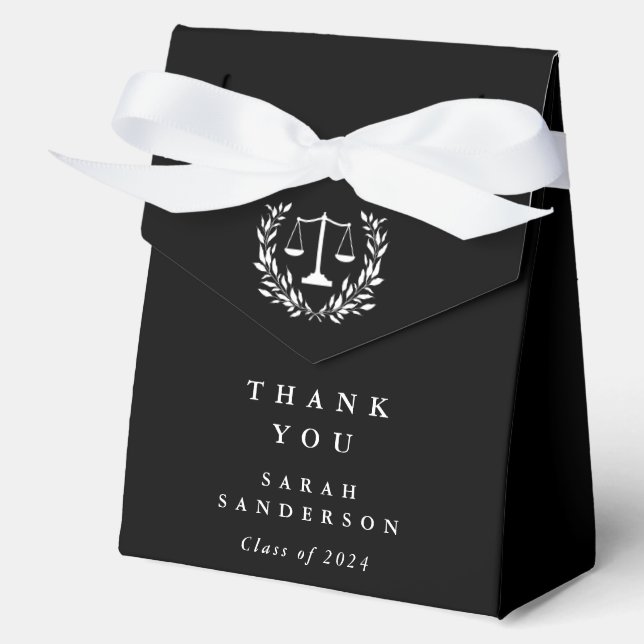 Black Law Scales+Laurel Wreath Graduation Favour Box (Front)