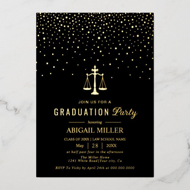 Black Law school Class Of 2026 graduation confetti (Front)