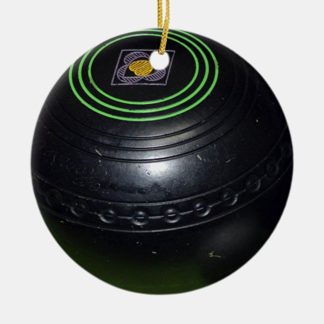 Black Lawn Bowl, Ceramic Tree Decoration (Front)
