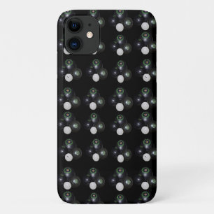 Black Lawn Bowls And Jacks Pattern, iPhone 11 Case