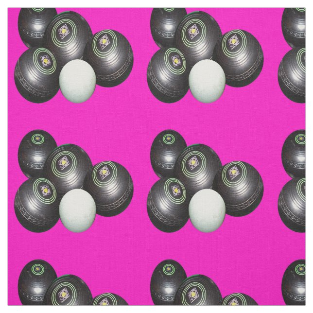 Black Lawn Bowls On Hot Pink, Fabric (Swatch)
