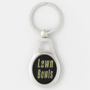 Black Lawn Bowls Picture Logo, Key Ring