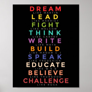 Black Leader Dream Like Leaders Teach Black Histor Poster