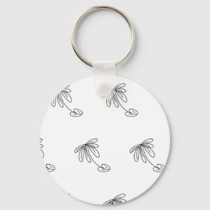 black leaf flower line art abstract design coffee  key ring