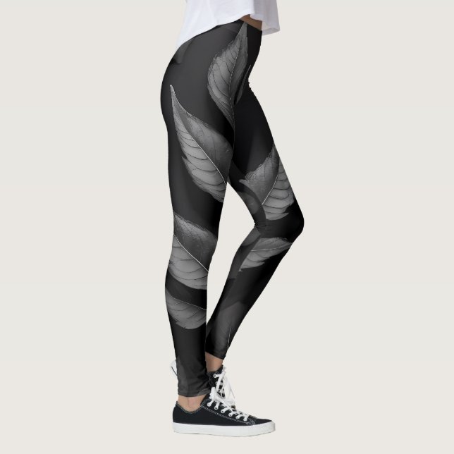 Black Leaf Pattern  Leggings (Right)