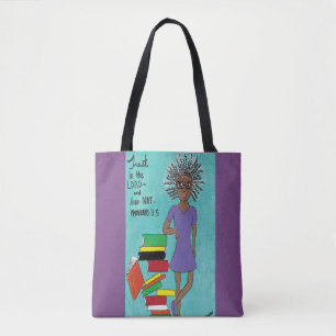 Black Lean Note Tote Bag (purple)