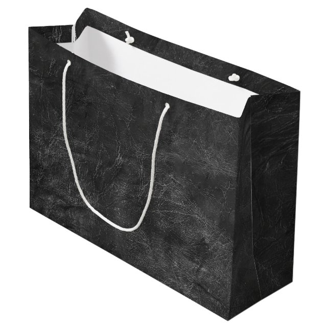 Black Leather Abstract Large Gift Bag (Front Angled)