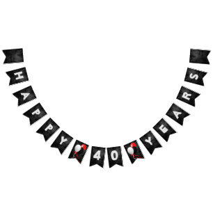 black leather and balloons 40th birthday party bunting 
