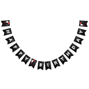 black leather and balloons birthday party bunting