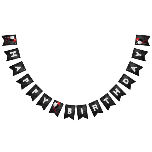 black leather  and balloons birthday party bunting  (All)