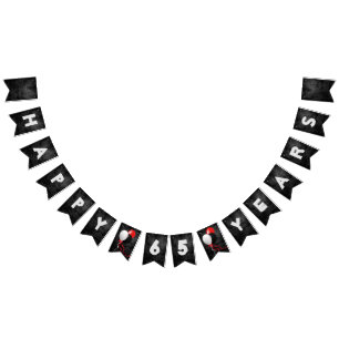 black leather and balloons for 65th birthday party bunting 