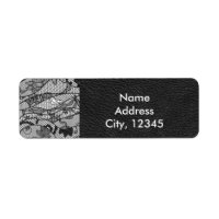 Black leather and lace address labels