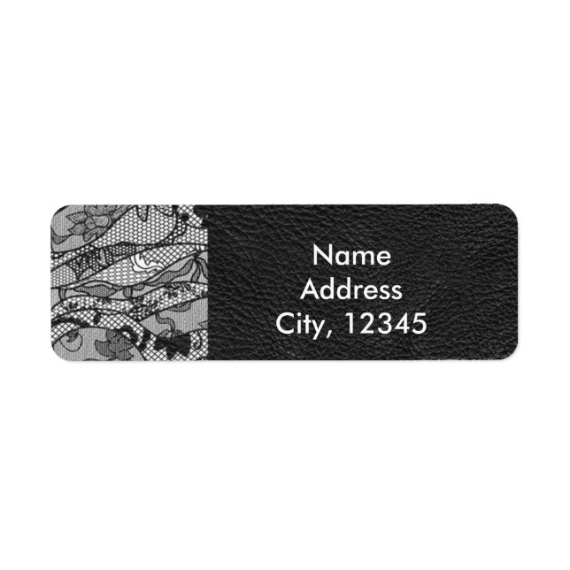 Black leather and lace address labels (Front)