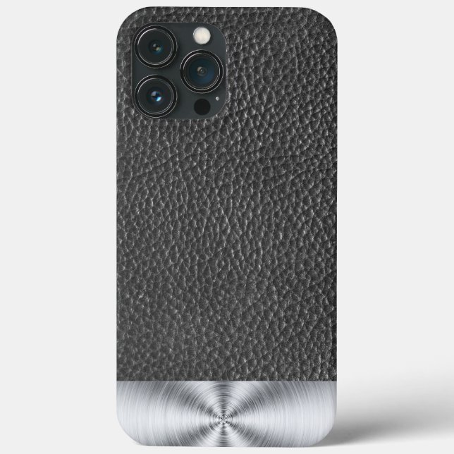 Black Leather and Steel Print Case-Mate iPhone Case (Back)