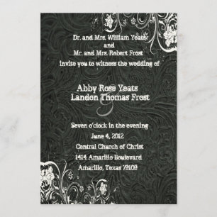 Black Leather and White Lace Wedding Invitation