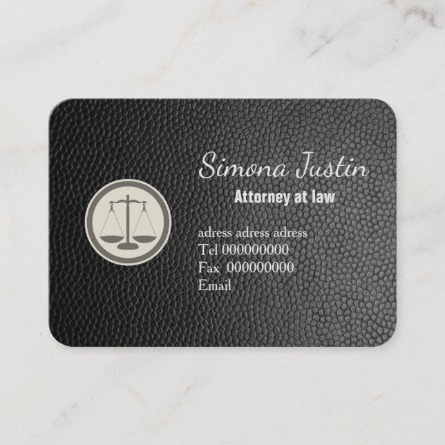 Black Leather attorney at law business card (Front)