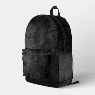 Black Leather Background Printed Backpack