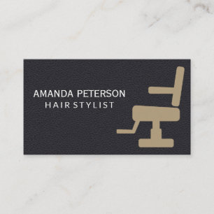 Black Leather   Barber Salon Chair Business Card
