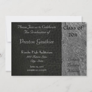 Black Leather & Chrome Graduation Invitation